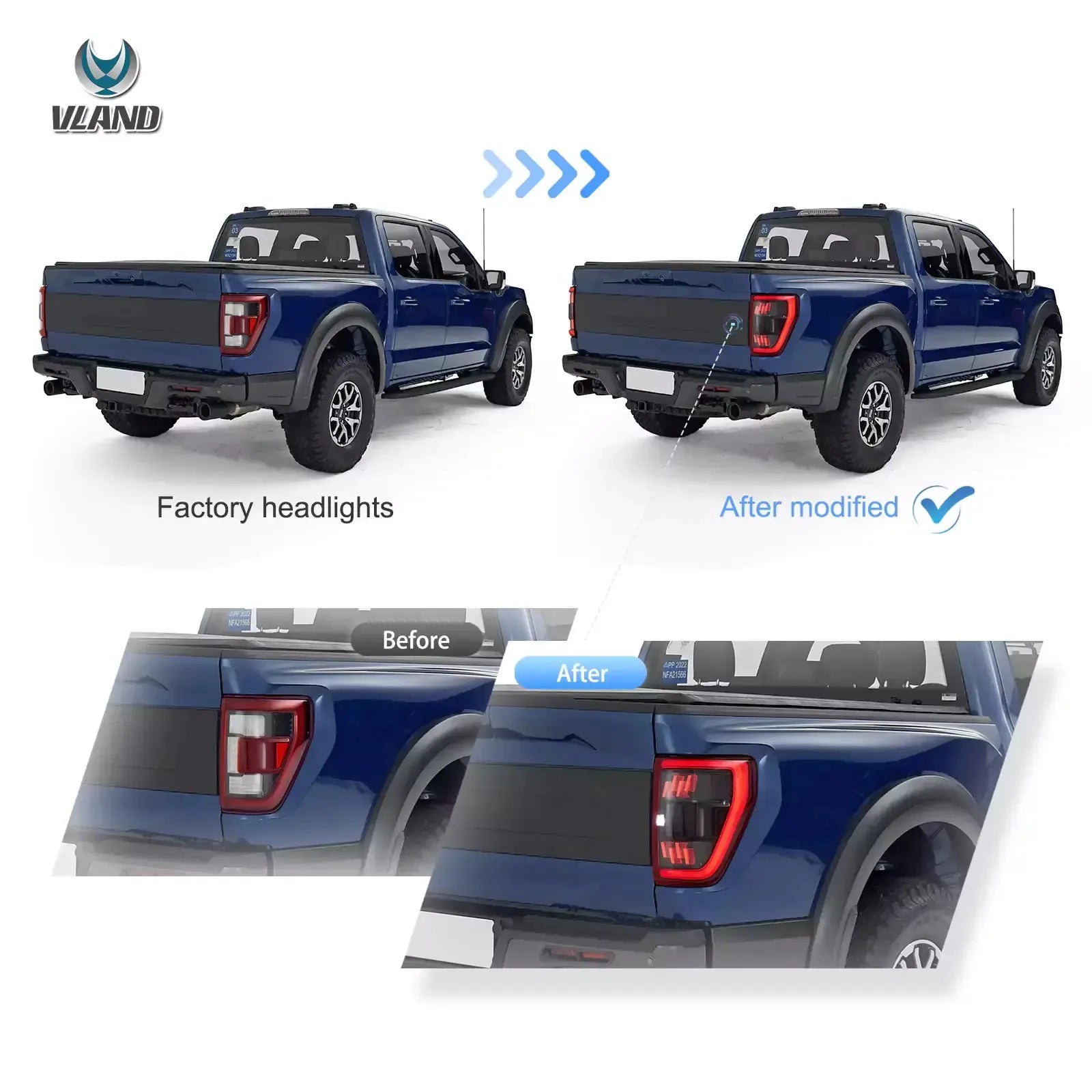 Vland 21-24 F150 Full LED Tail Lights Rear Lamp Assembly Upgrade Replacement sayaragear
