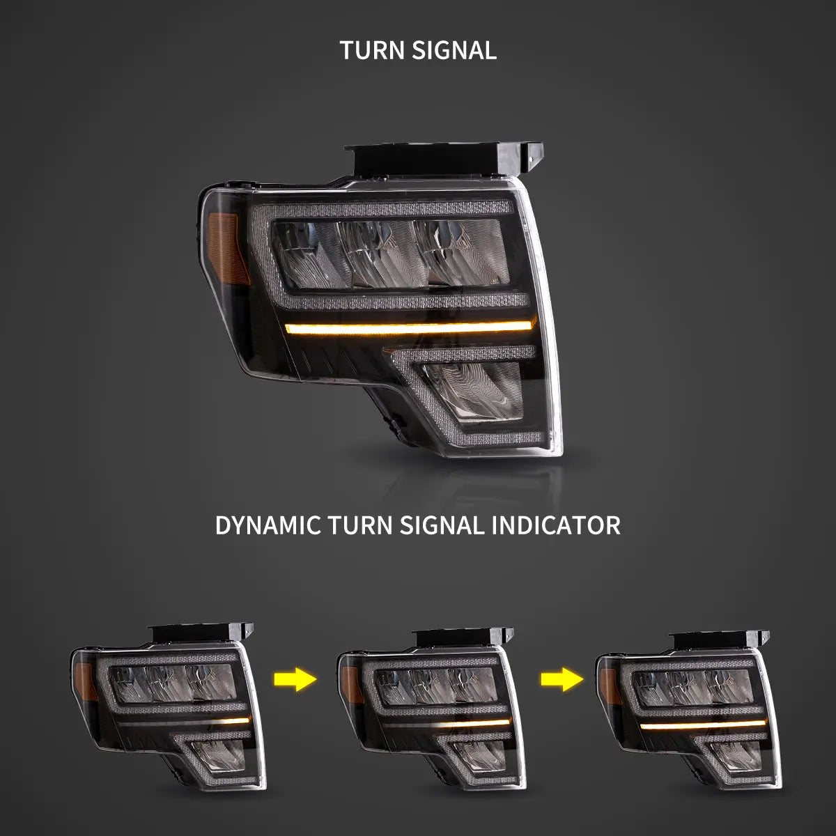 Vland 09-14 Ford F150 12th Gen LED Reflection Bowl Headlights Replacement Assembly sayaragear