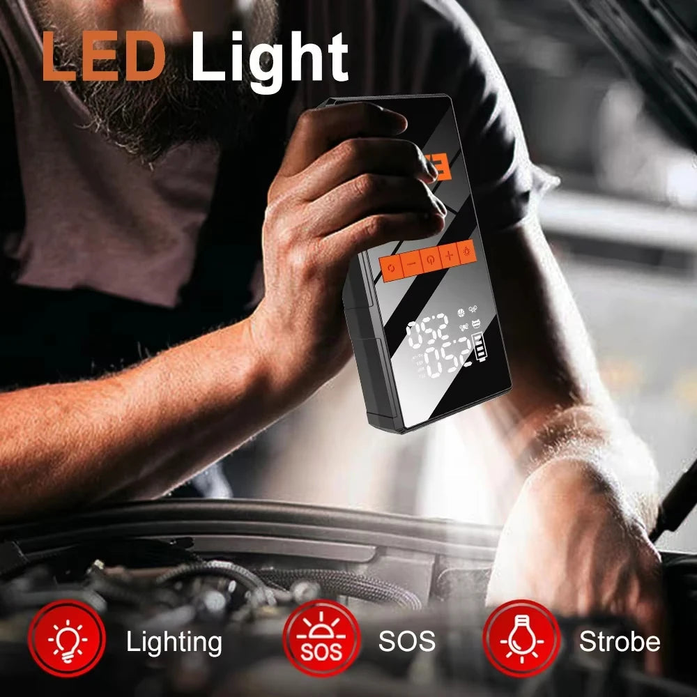 12V Car Jump Starter 4 In 1 Car Wireless Tire Inflator Pump Air Compressor Power Bank Potable Battery Starting Fast Charging sayaragear