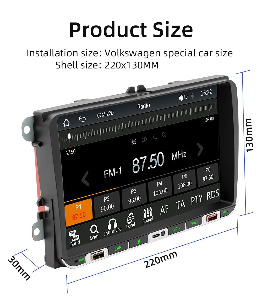 DuoDton 2 Din 9 inch Android Car Radio GPS 4G WiFi DSP Carplay For VW / Volkswagen Skoda Octavia golf 6 touran passat polo Jetta sayaragear