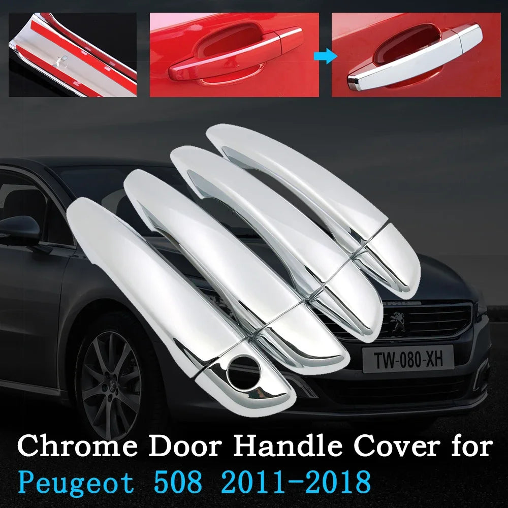 Chrome Car Door Handle Cover for Peugeot 508 SW RXH 2011~2018 Car Trim Set Exterior Accessories 2012 2013 2014 2015 2016 2017 sayaragear