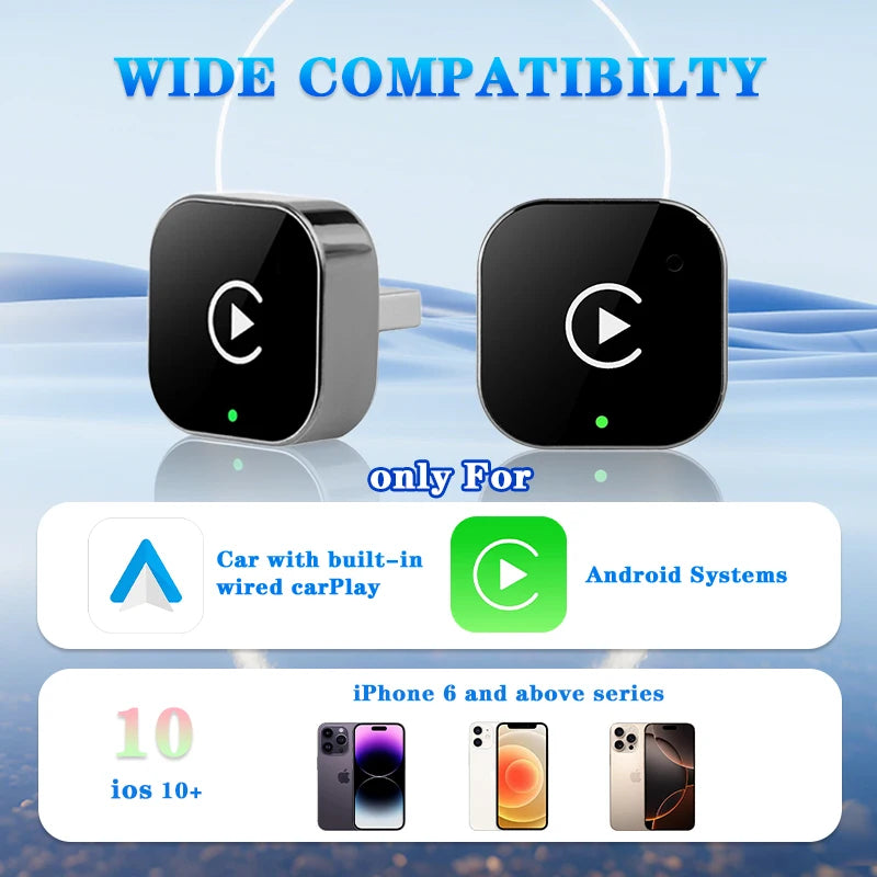 2 IN 1 Wireless Carplay Adapter, Converts Wired to Wireless carplay Adapter for iPhone, Wireless Control Plug & Play Carplay sayaragear
