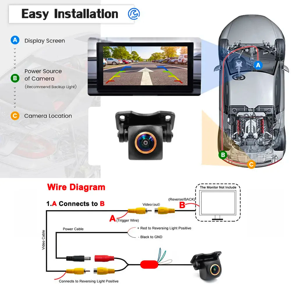 AHD 1080P Fisheye CCD Waterproof Wide View Angle Rear/Front View Back up Camera for HD Night Vision for Car Parking Assist sayaragear
