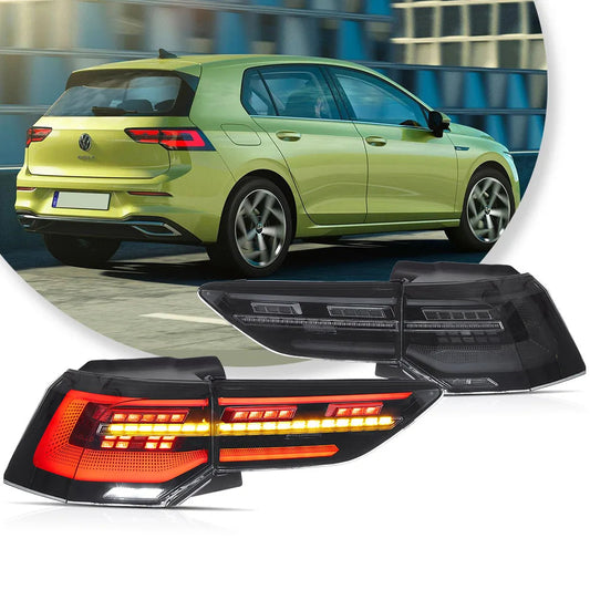 VLAND 20-23 Golf MK8 Hatchback LED Tail Lights With Sequential Amber Turn Signal sayaragear
