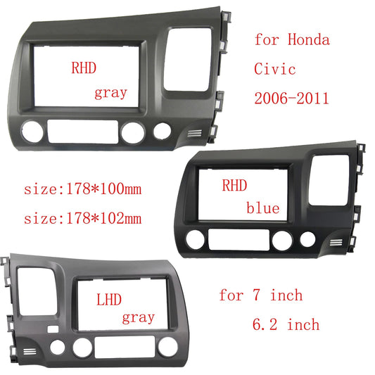 HAOCHEN 6.2/7 inchLHD RHD for 2006-2011 Honda Civic 2din Stereo Double Din Dvd Frame Install Face Panel Dash Mount sayaragear