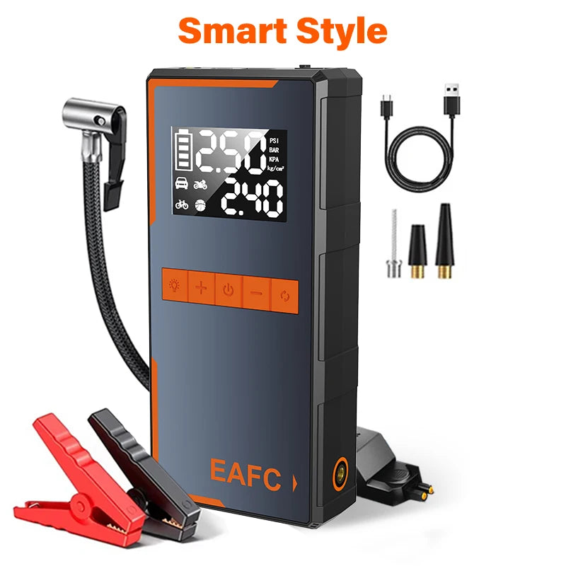 2025 Newest All-in-One Car Emergency Jump Starter & Air Pump 1200A Peak 150PSI Tire Inflator with LED Light & Power Bank sayaragear