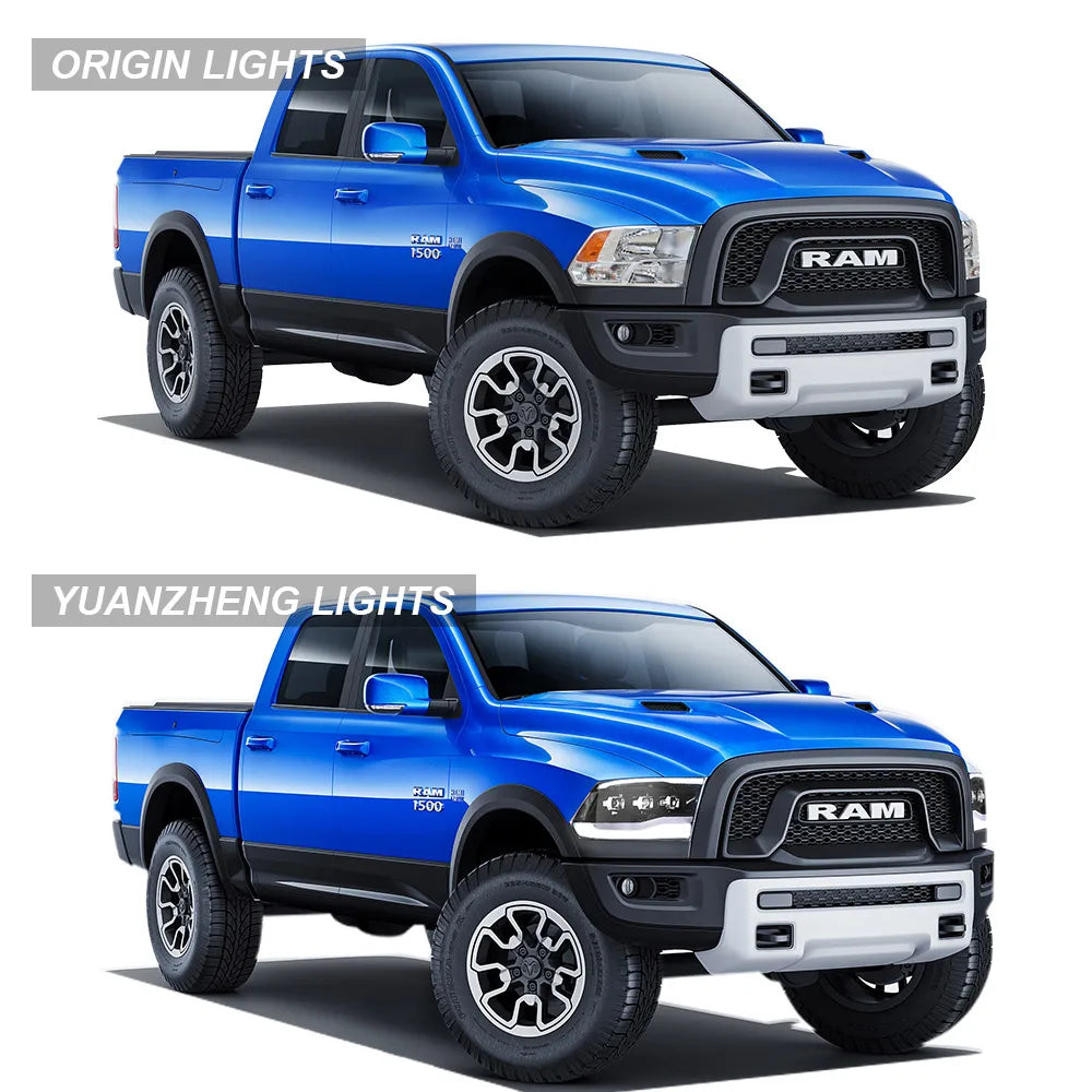 Vland 09-18 Dodge Ram 4th Gen 1500 2500 3500 LED Matrix Projector HeadLights Black Complete Assembly sayaragear