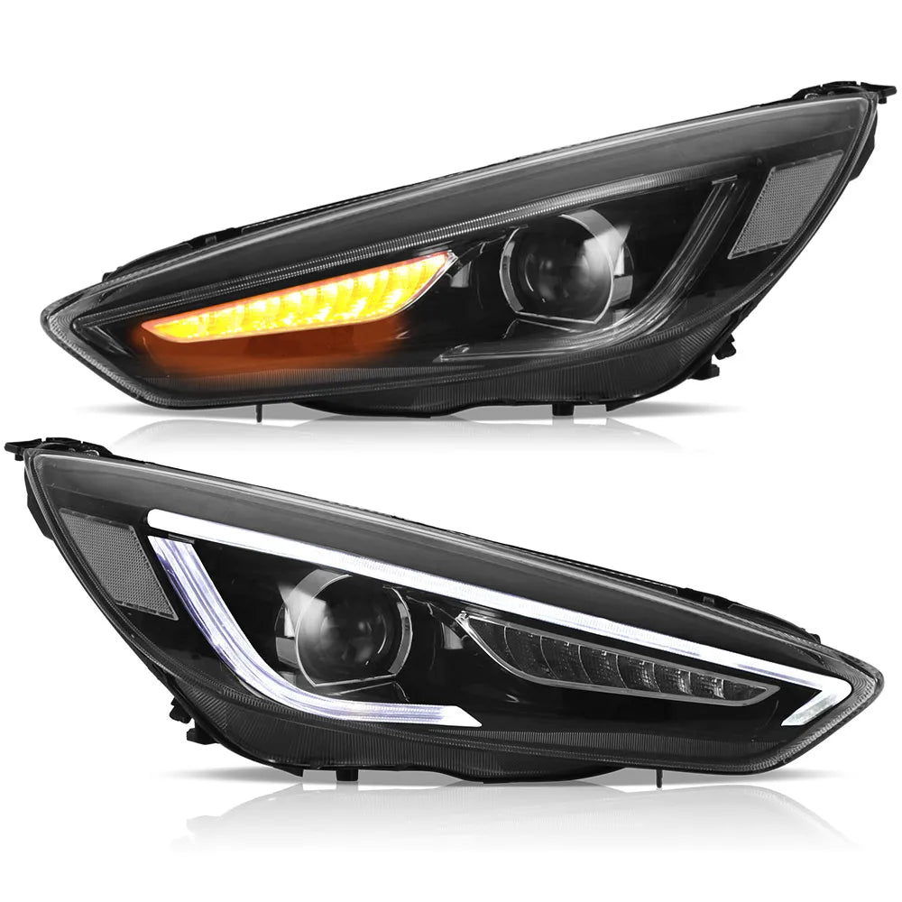 Vland 15-18 Focus Mark 3th Gen Facelift Dual Beam Projector Headlights Black sayaragear