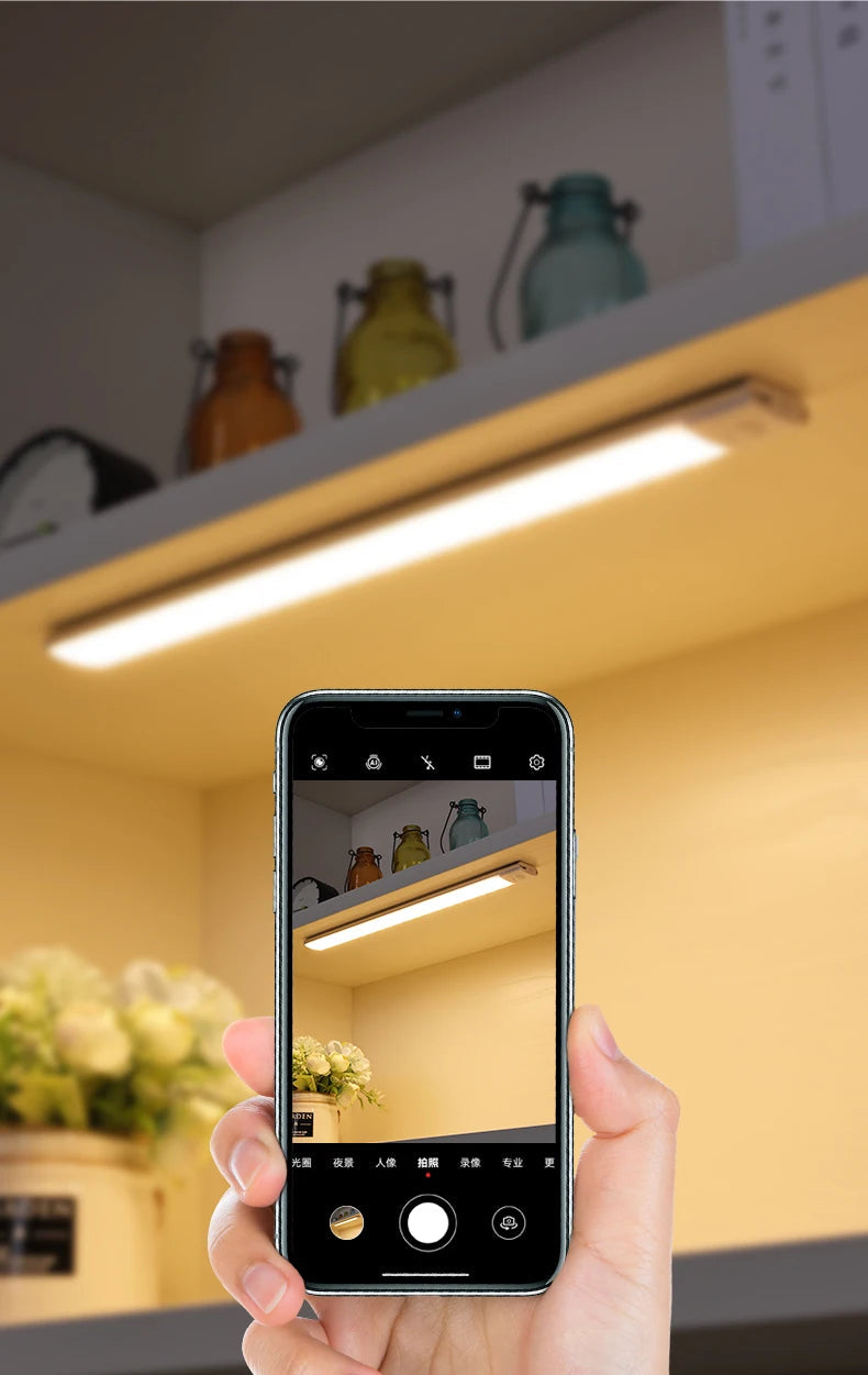 LED Cabinet Light Type C Rechargeable Motion Sensor Night Lights for Kitchen Wardrobe Cabinet Lighting 10cm/20cm/30cm/40cm/50cm sayaragear