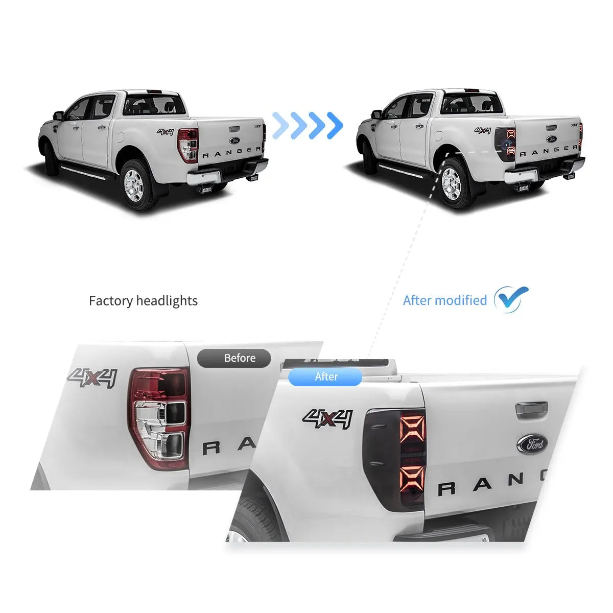 Vland 12-22 Ranger 1th Gen (T6/P375) International II LED Tail Lights With Sequential Turn Signal sayaragear
