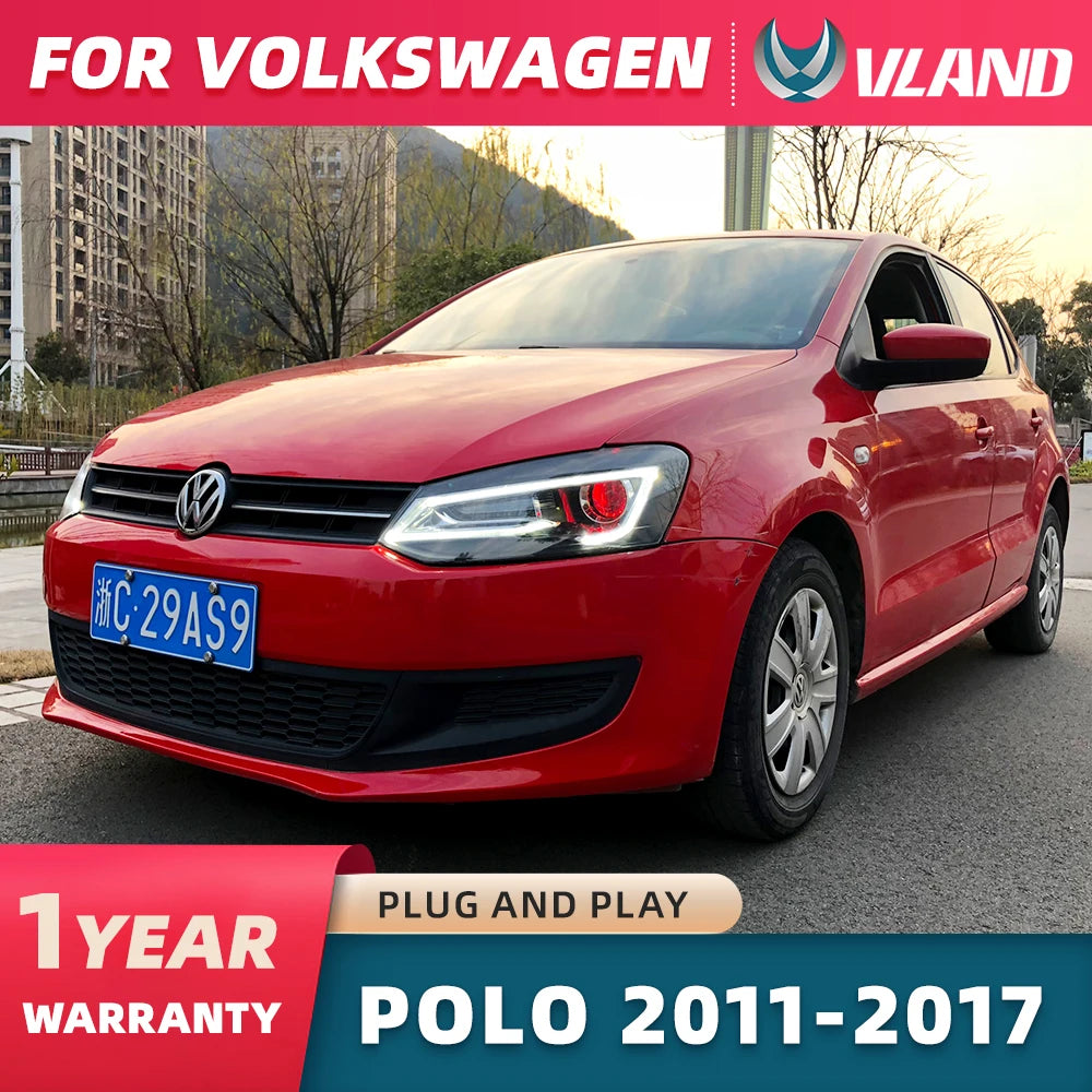 VLAND Car Styling for VW Polo Headlights 2011-2018 Vento LED Headlight New Polo Design DRL Head Lamp Bi Xenon Beam Accessories sayaragear