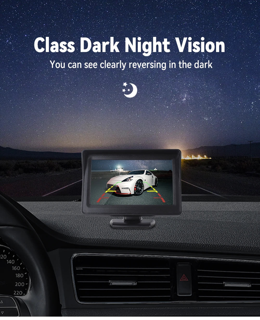 Parking Backup Reverse CCD 2 - in - 1 HD Rear View Camera System 4.3  Inch HD Screen Monitor, for Car, Bus, Truck, RV & Trailer sayaragear