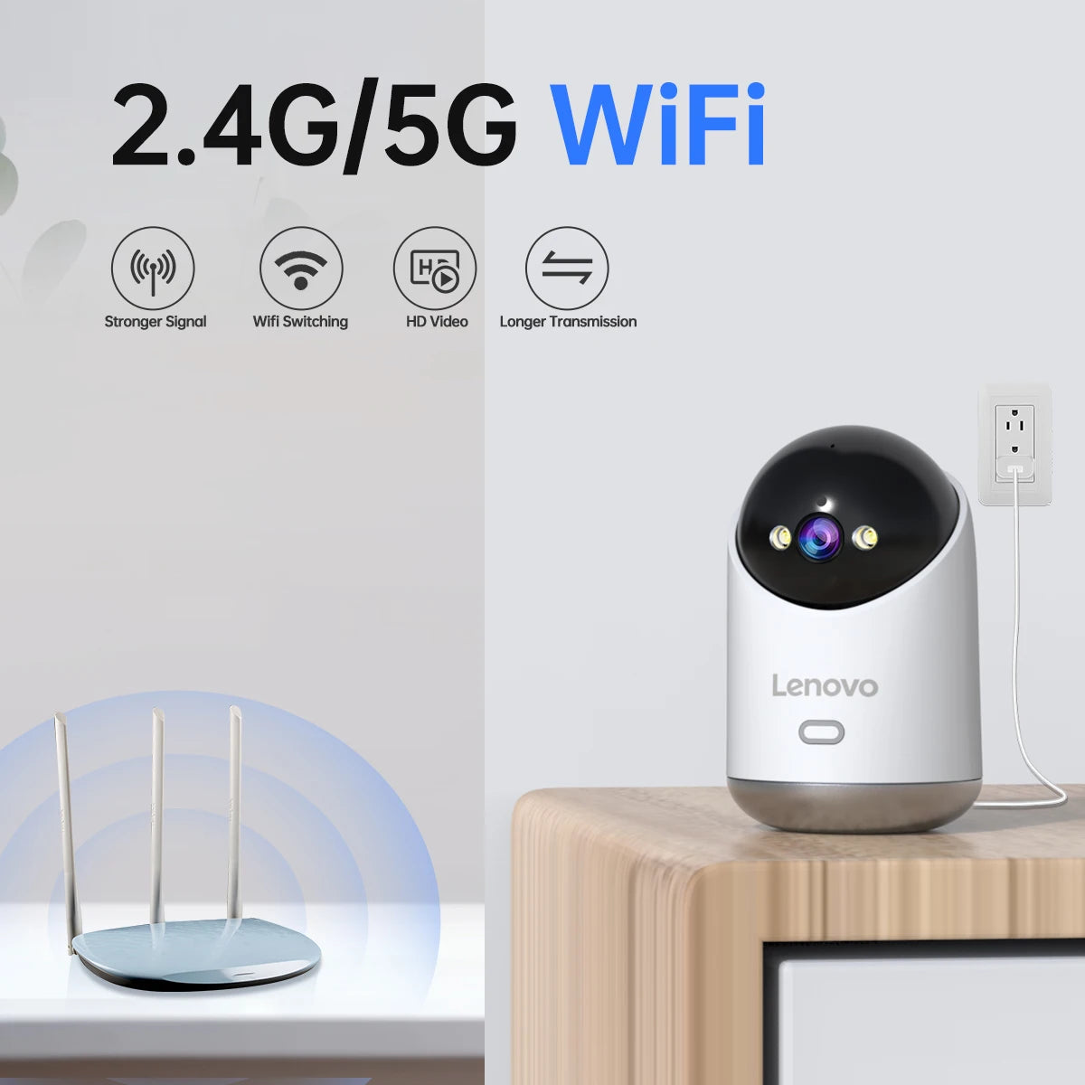 Lenovo 5MP WiFi Camera Smart Home Indoor IP Camera Full Color Night Auto Tracking Security CCTV Surveillance Baby Monitor sayaragear