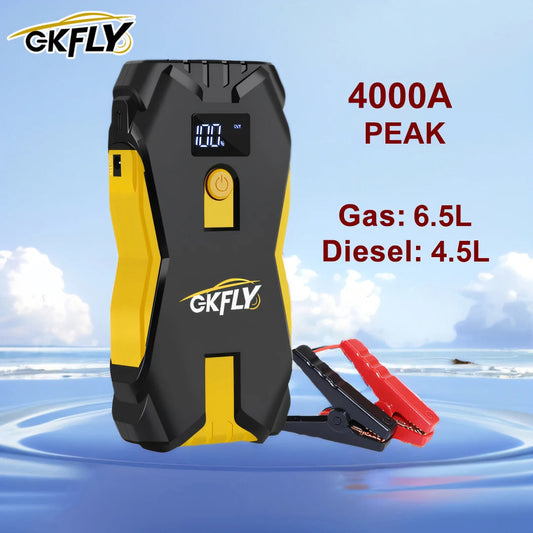 GKFLY 3000A/4000A Car Jump Starter Portable 12V Petrol Diesel Starting Device Cables Portable Power Bank Car Battery Buster sayaragear