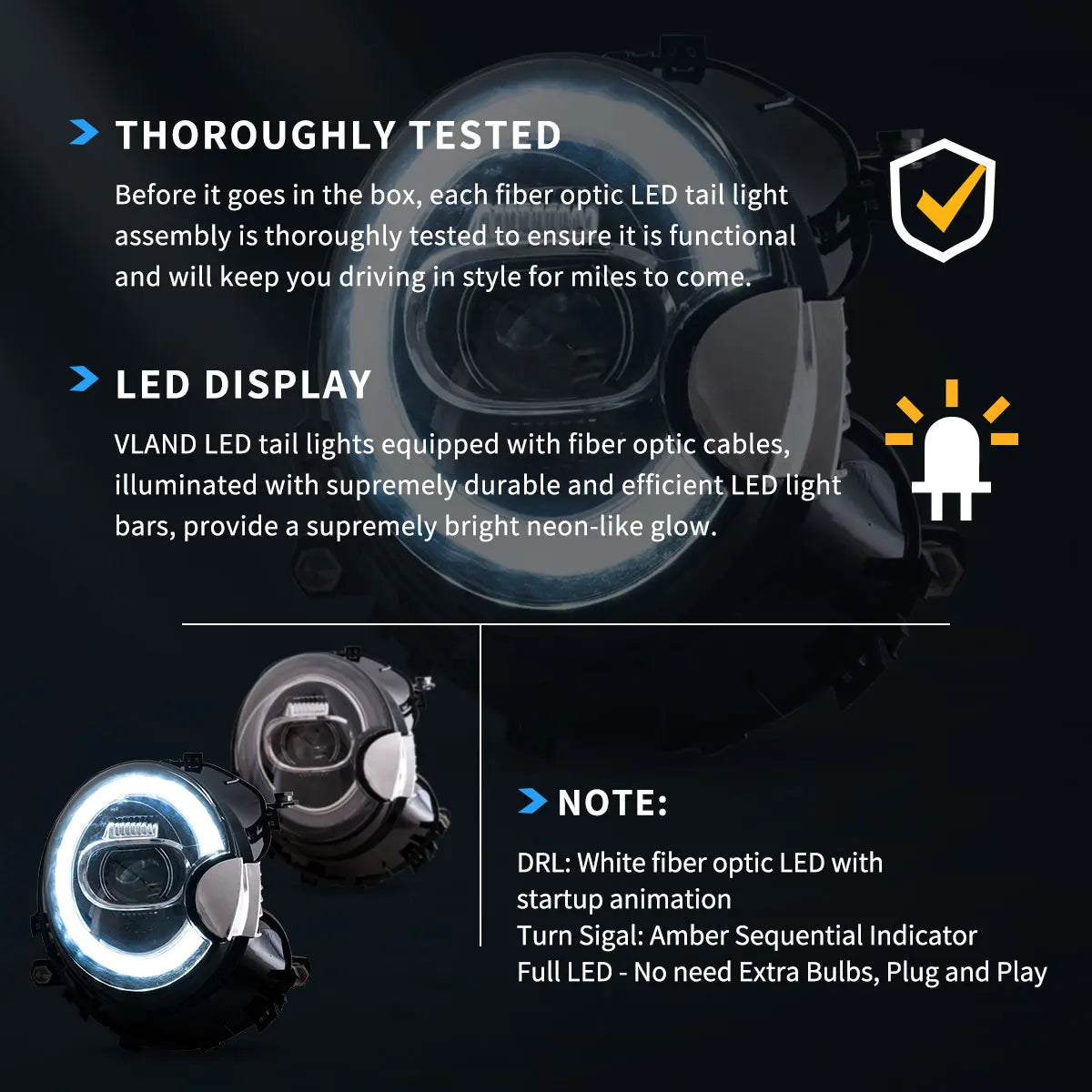 Vland 07-15 Cooper LED Headlights (R55 R56 R57 R58 R59) With Dual Beam Projector sayaragear