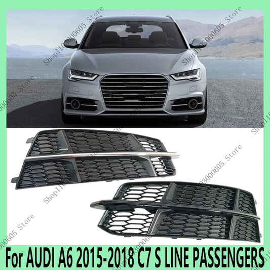 For AUDI A6 2015 - 2018 C7 S LINE PASSENGERS Auto Accessories Front Bumper Fog Light Frame Honeycomb Grille Protective Cover - sayaragear