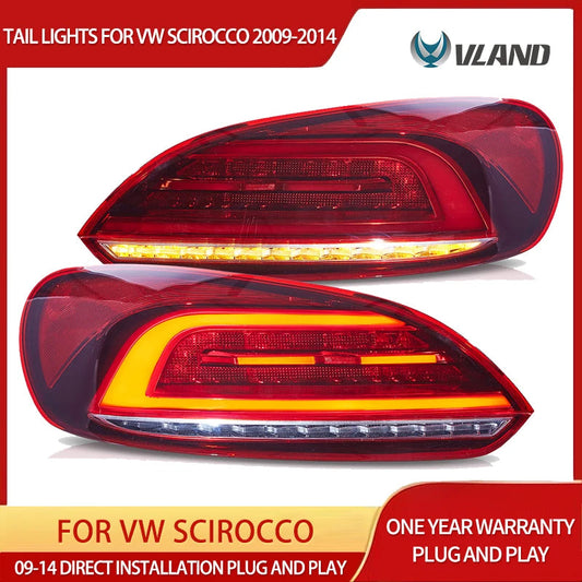 Vland 09-14 Scirocco LED Tail Lights Full LED Rear Lamps W/Amber Sequential Turn Signals sayaragear
