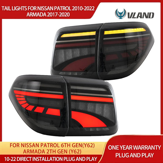 Vland 10-22 Patrol 6th Gen (Y62) 17-20 Armada 2th Gen (Y62) Pre-Facelift LED Tail Lights With Dynamic Welcome Lighting sayaragear