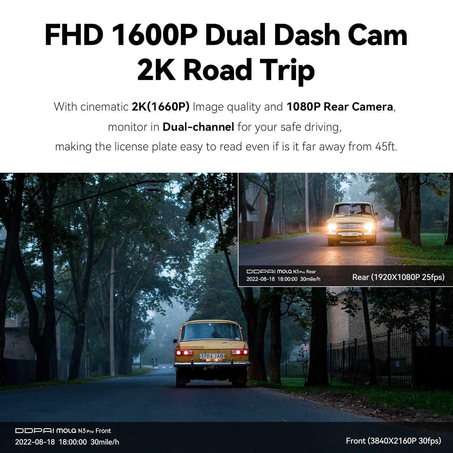 DDPAI Mola N3 Pro Dash Camera Driving Vehicle Cam Wifi Smart Connect Car Recorder 2.5K Car DVR Dash Camera sayaragear