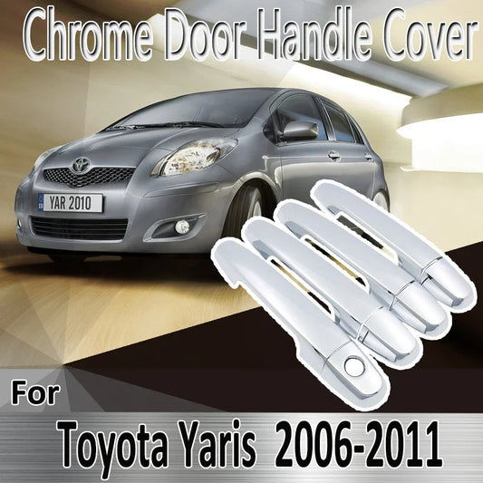 for Toyota Yaris Vitz XP90 2006~2011 2007 2008 2009  Styling Stickers Decoration Chrome Door Handle Cover Refit Car Accessories sayaragear