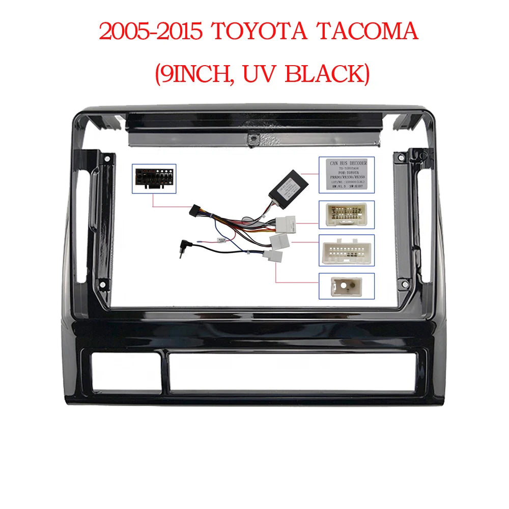 Car Radio Fascias Frame For Toyota Tacoma 2 Hilux USA 2005-2015 9 inch 2DIN Stereo Panel Harness Wire Power Cable Canbus Decoder sayaragear
