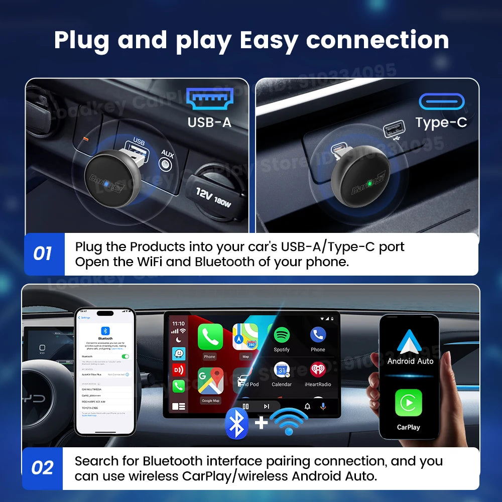 New CarlinKit Mini Ultra3 Wireless CarPlay Adapter Android Auto Wireless Dongle 2-In-1 Wireless Adapter Auto Connect 5.8G Wifi sayaragear