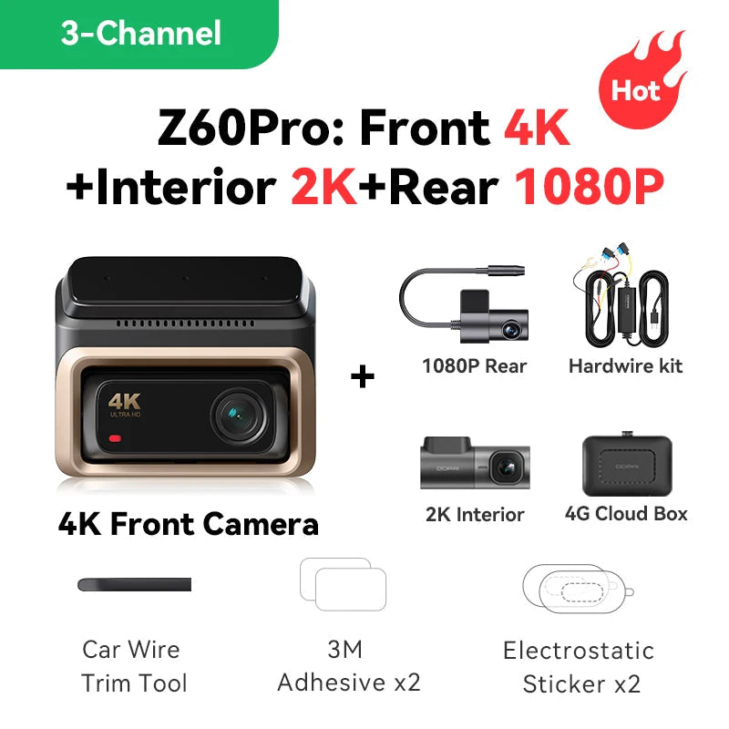 DDPAI Z60 Pro 4K Dash Cam Auto Dashcam Front GPS Car Camera for Dual SONY Sensor WiFi ADAS Night Vision DVR Video Recorder sayaragear