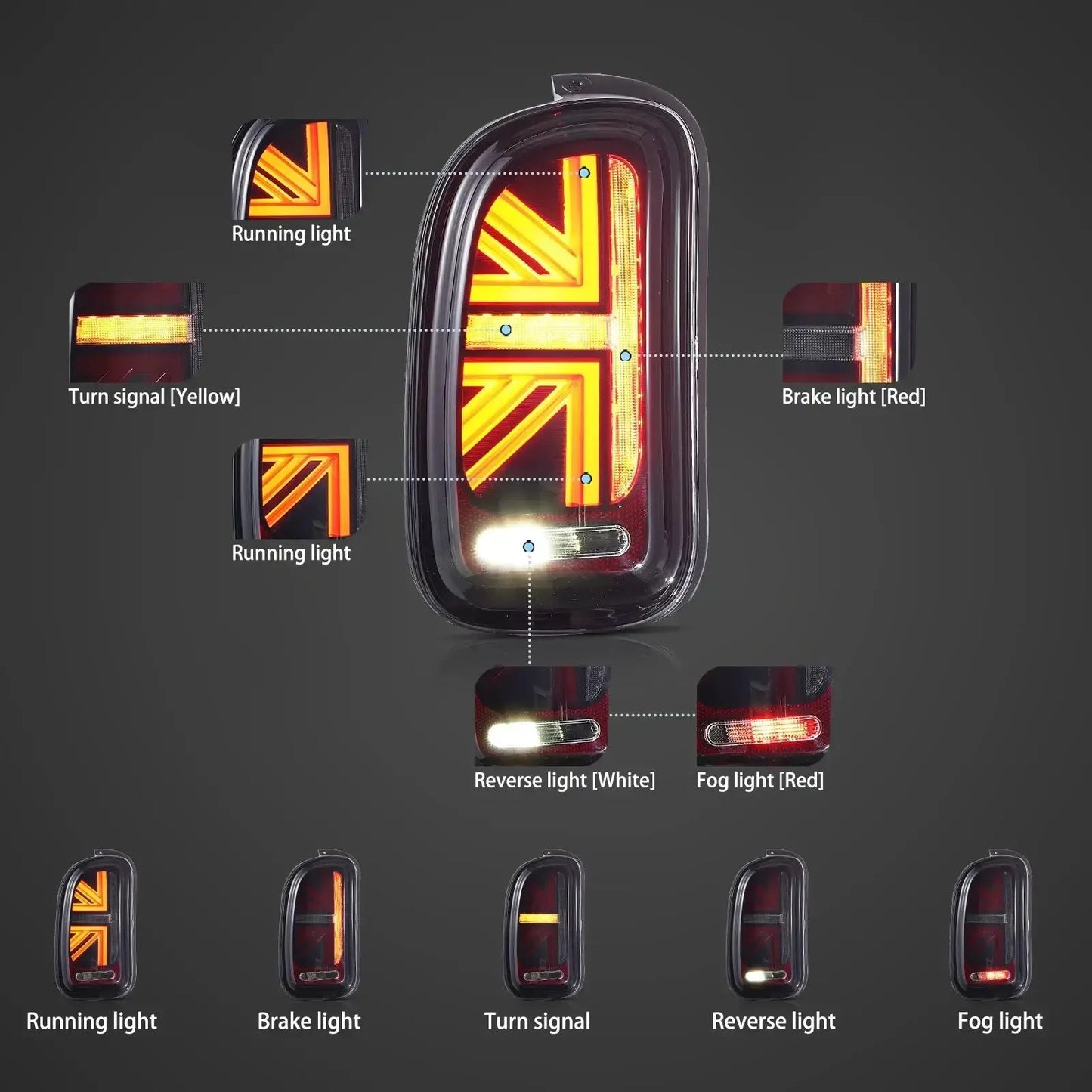 Vland Full LED Tail Lights for 07-14 Cooper Clubman R55 Vehicle Lighting Accessory sayaragear