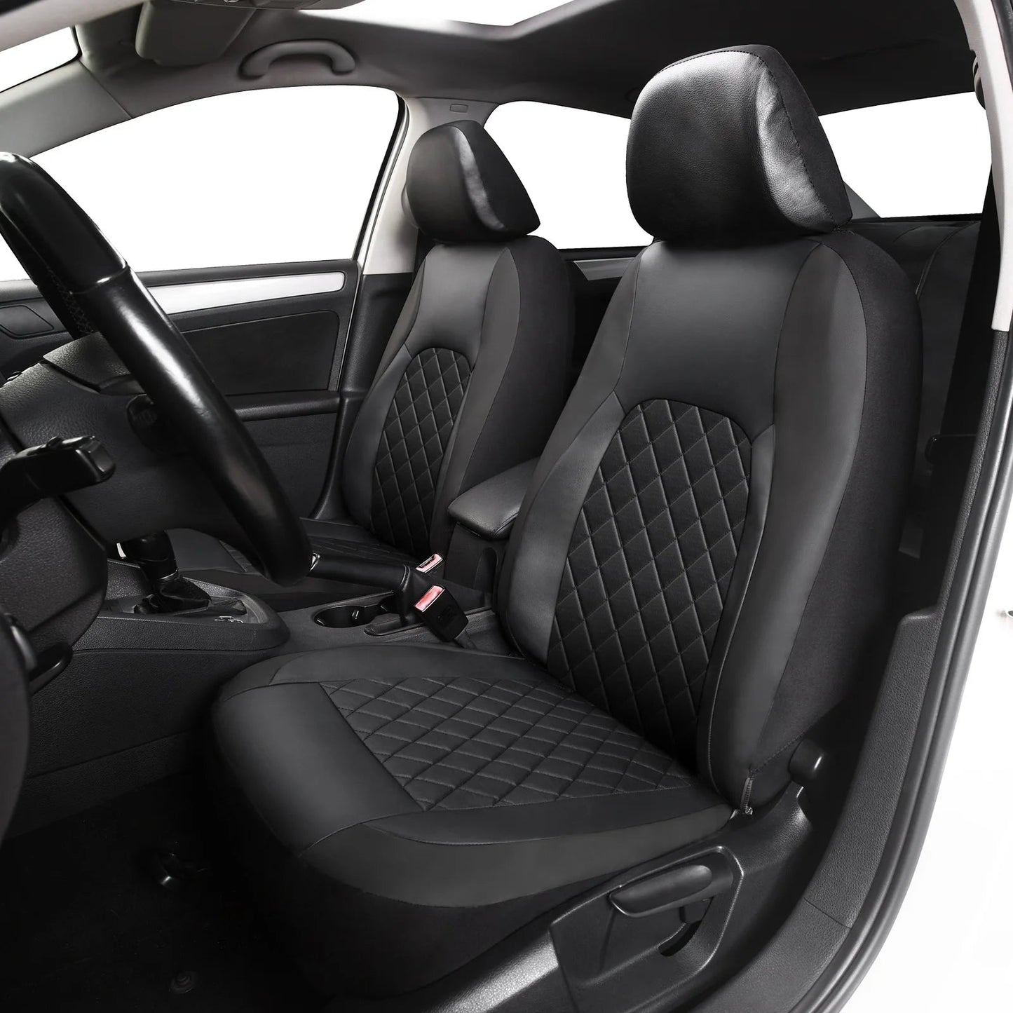 Universal Faux Leather Car Seat Covers Full Set – Includes Front Seats and Rear Bench, Fits Most SUVs and Trucks sayaragear