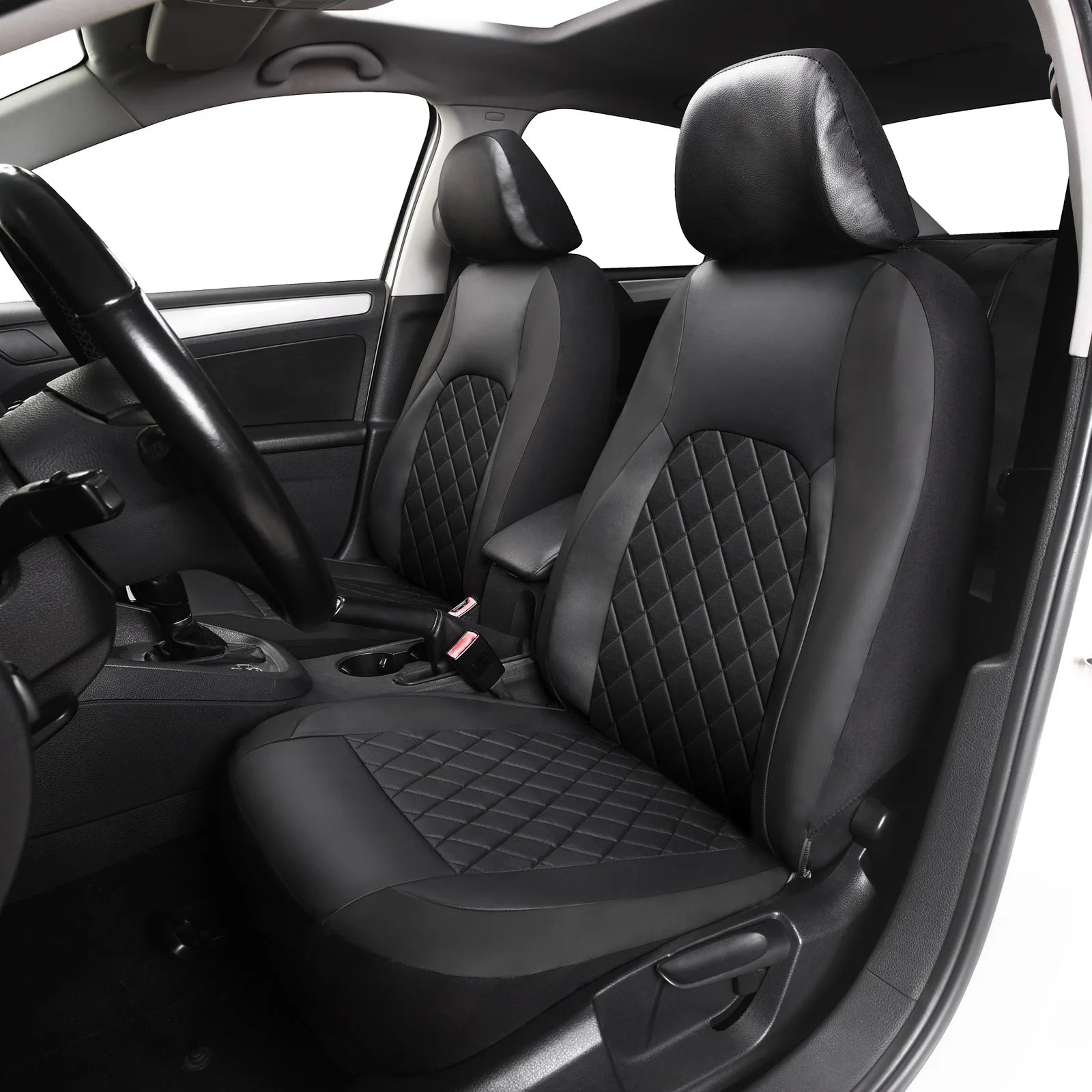 Universal Faux Leather Car Seat Covers Full Set – Includes Front Seats and Rear Bench, Fits Most SUVs and Trucks sayaragear