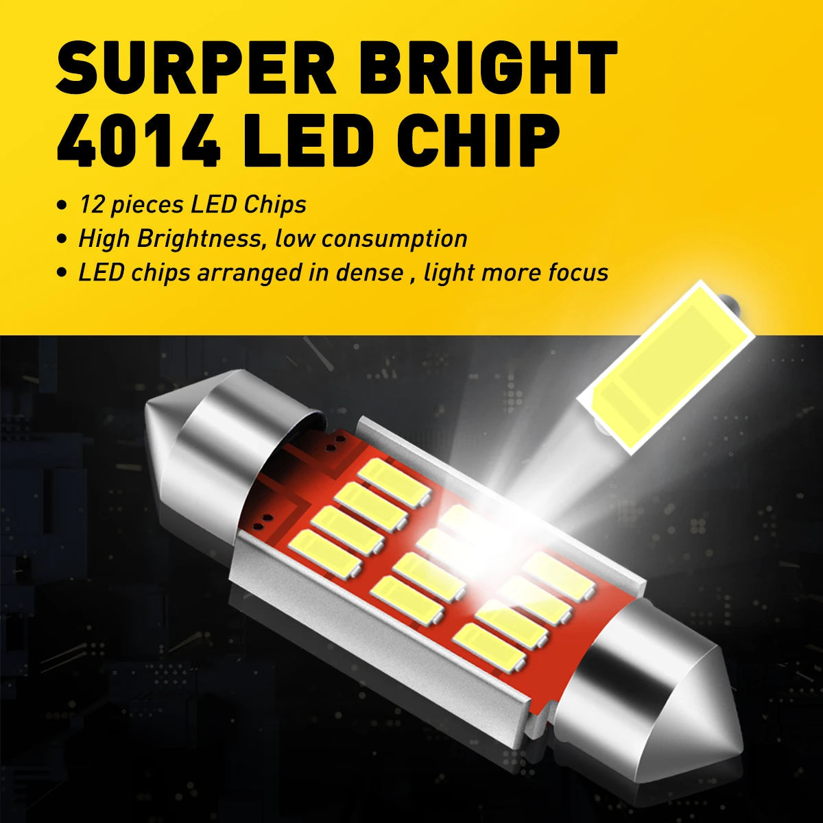 AUXITO 4/2Pcs C10W LED Canbus Festoon 31mm 36mm C5W LED Bulb12V COB 6000K White Car Interior Dome Reading Lights License Plate sayaragear