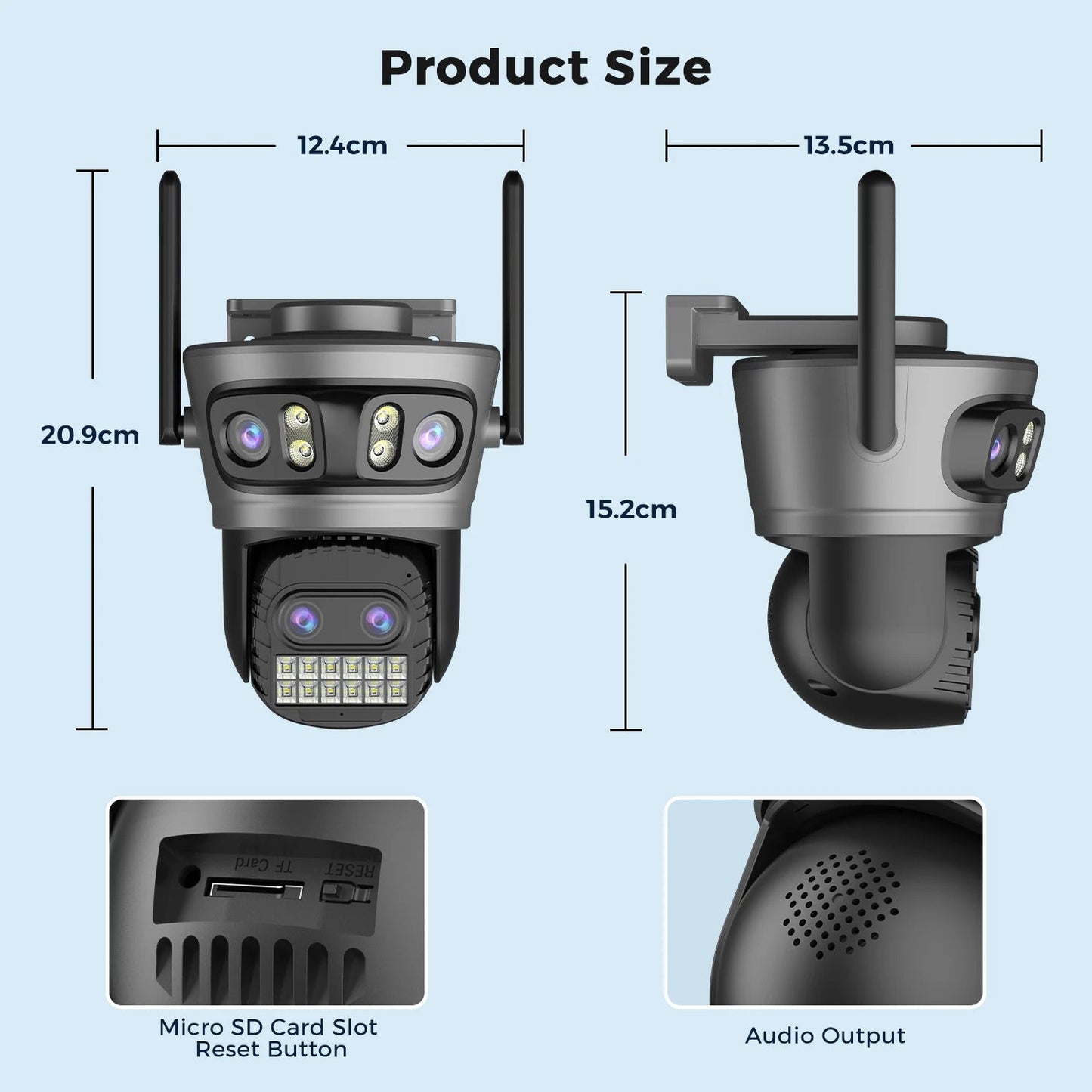 20MP Outdoors Wifi Camera 10K HD Three Lens Security 5G PTZ IP Camera 10X Digital Zoom Lens Human AI Auto Detect Tracking Camera sayaragear