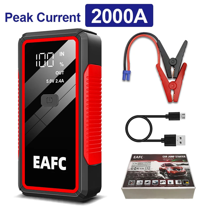 2000A Portable MultiFunction Emergency Booster Car Emergency Mobile Power Battery Charger 12V Car Jump Starter with LED Light sayaragear