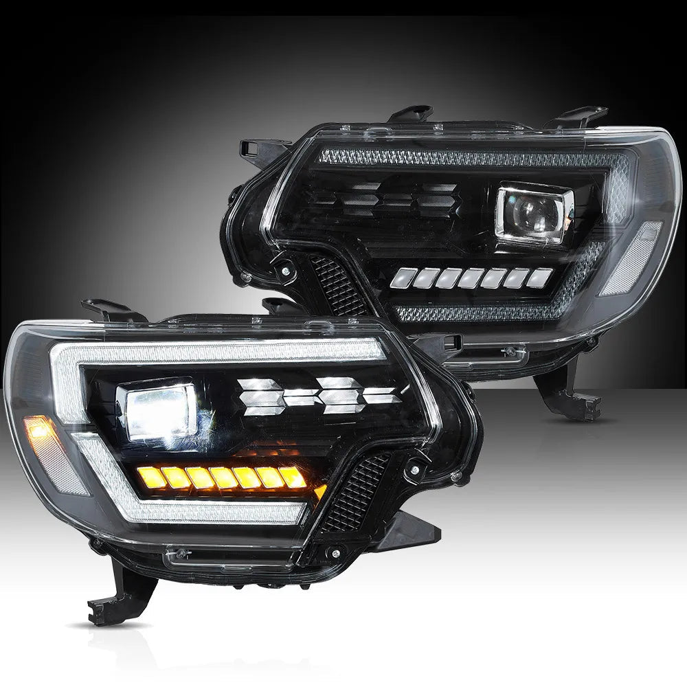 Vland 12-15 Tacoma Full LED Dual Beam Projector Headlights Black sayaragear