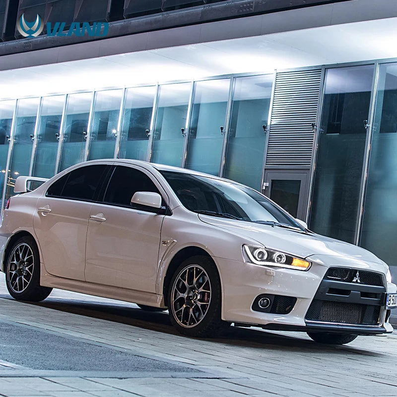 VLAND LED Headlights For 2010-UP Mitsubishi Lancer EVO X Full Black Sequential A Set sayaragear