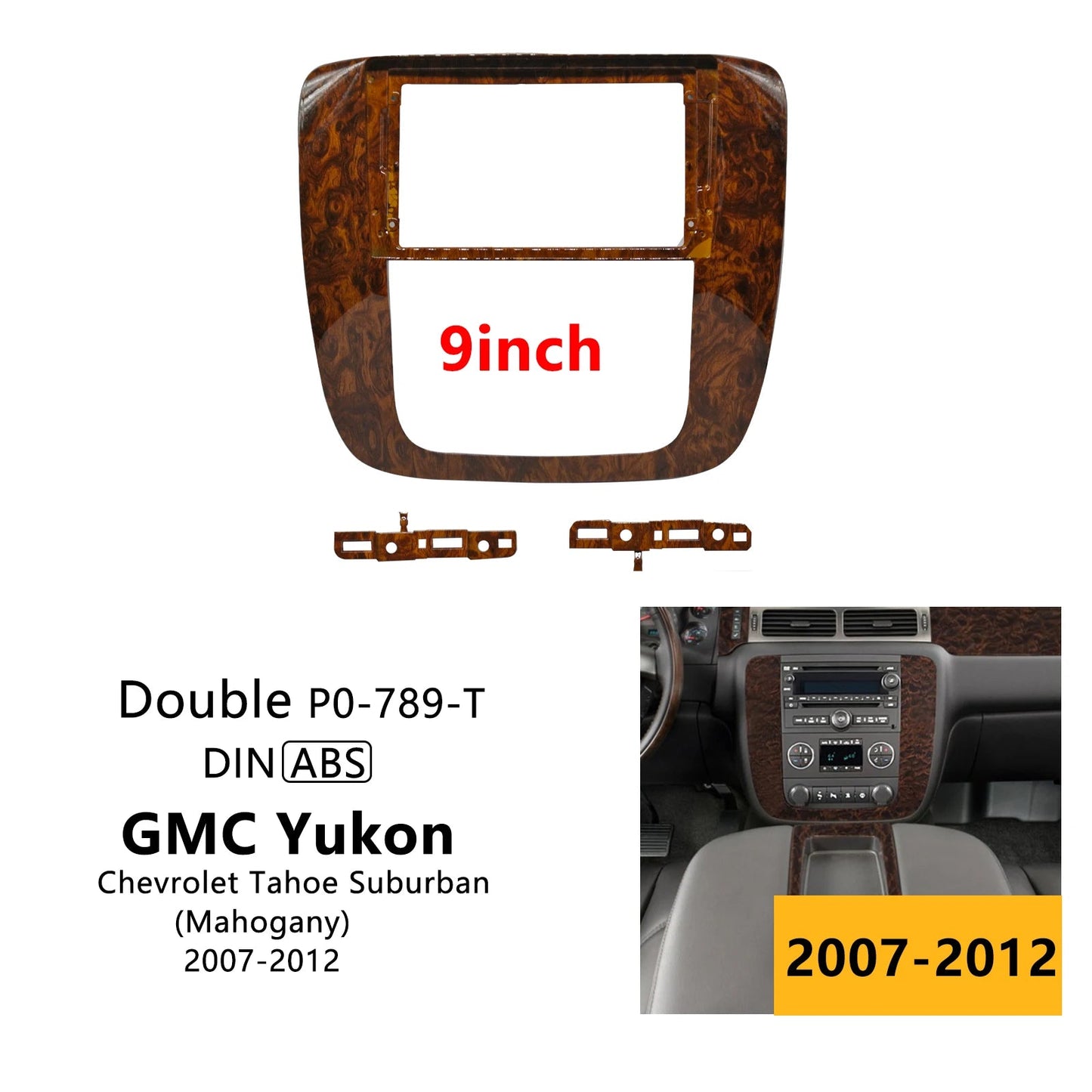 9 Inch For GMC Yukon / Tahoe 2007-2012 Car Radio Stereo GPS MP5 Android Player 2 Din Head Unit Fascia Dash Board Panel Frame sayaragear