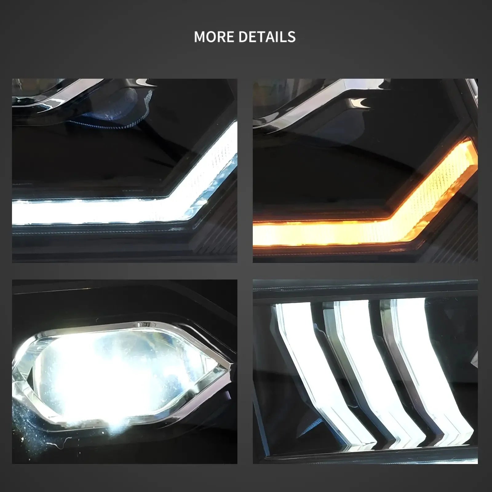 Vland 05-09 Mustang 5th Gen (S-197 I) Pre-Facelift LED Dual Beam Projector Headlights Black sayaragear