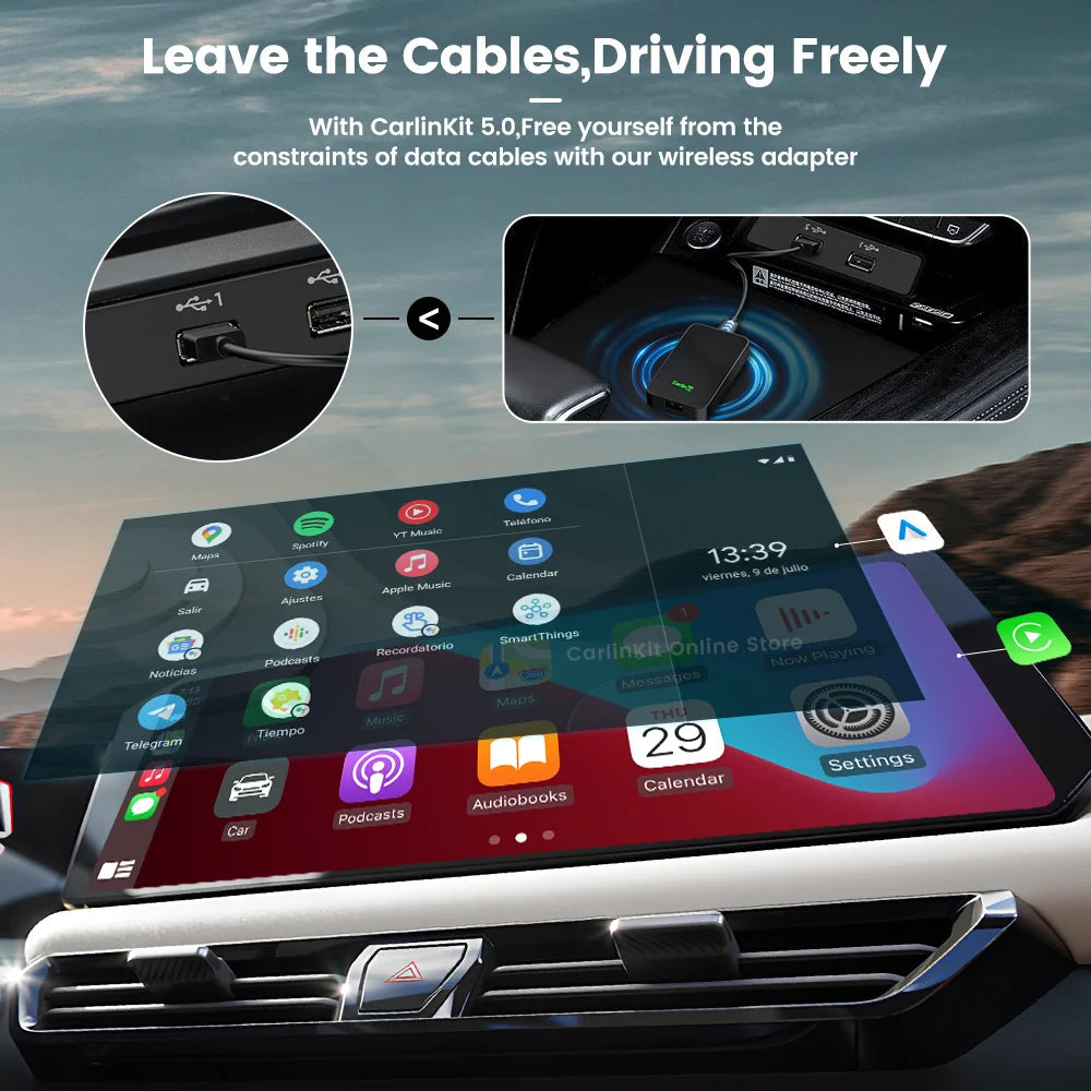 CarlinKit 5.0 CarPlay Android Auto Wireless Adapter Dongle for Toyota Mazda Vw Peugeot Havel Jeep Cadillac Chevrolet Ford etc. sayaragear