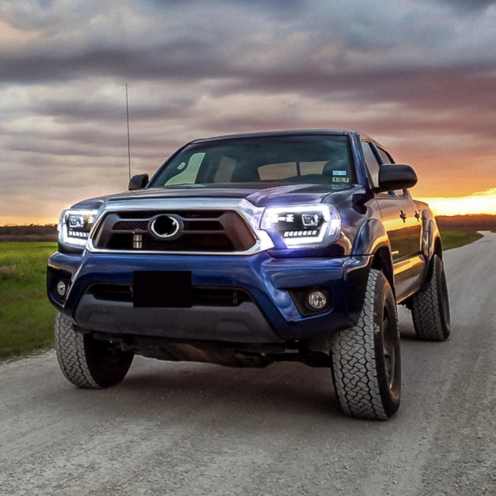 Vland 12-15 Tacoma Full LED Dual Beam Projector Headlights Black sayaragear