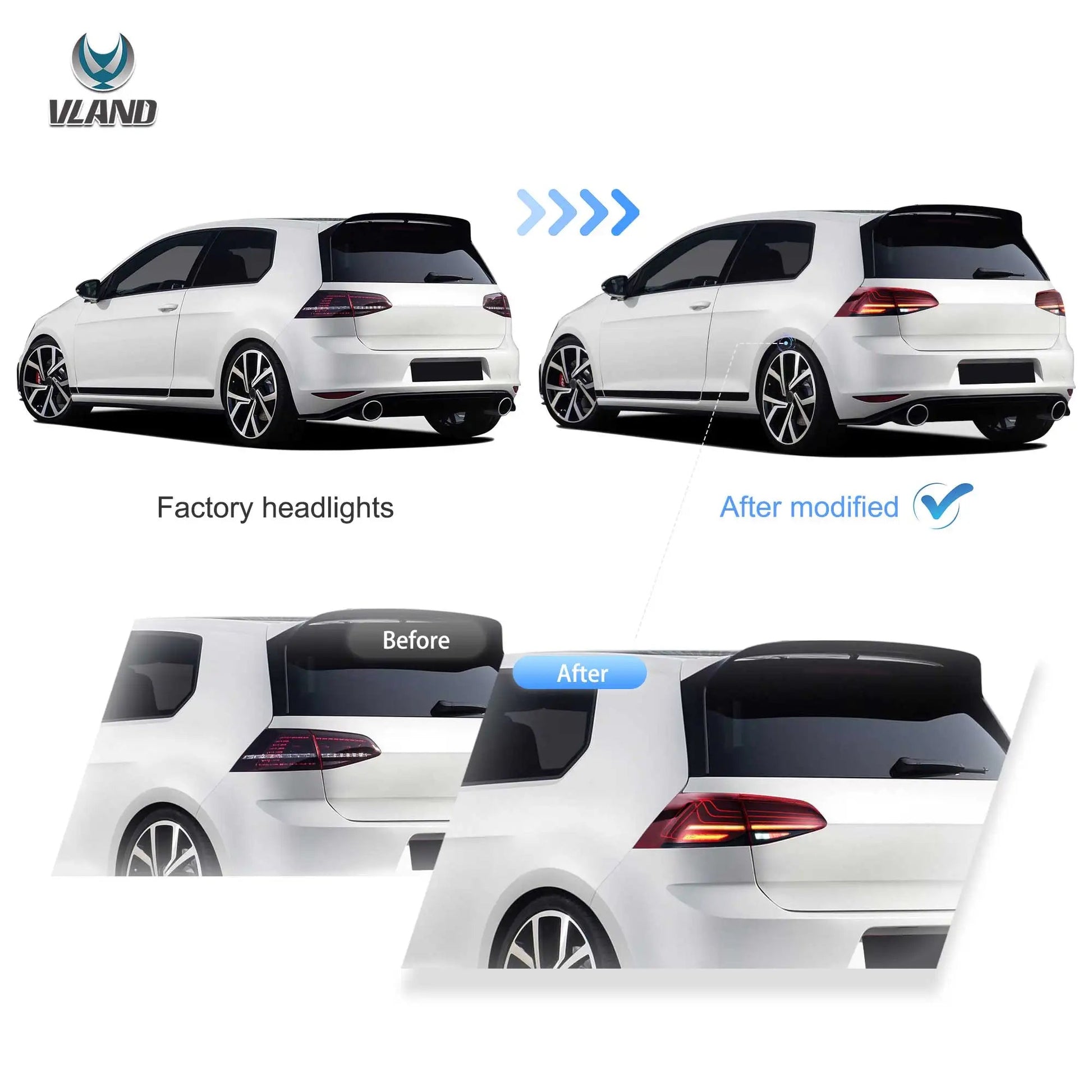 VLAND Laser LED Tail Lights For 2013-2017 Golf MK7 Hatchback Sequential Turn Signal Rear Lamp Assembly sayaragear