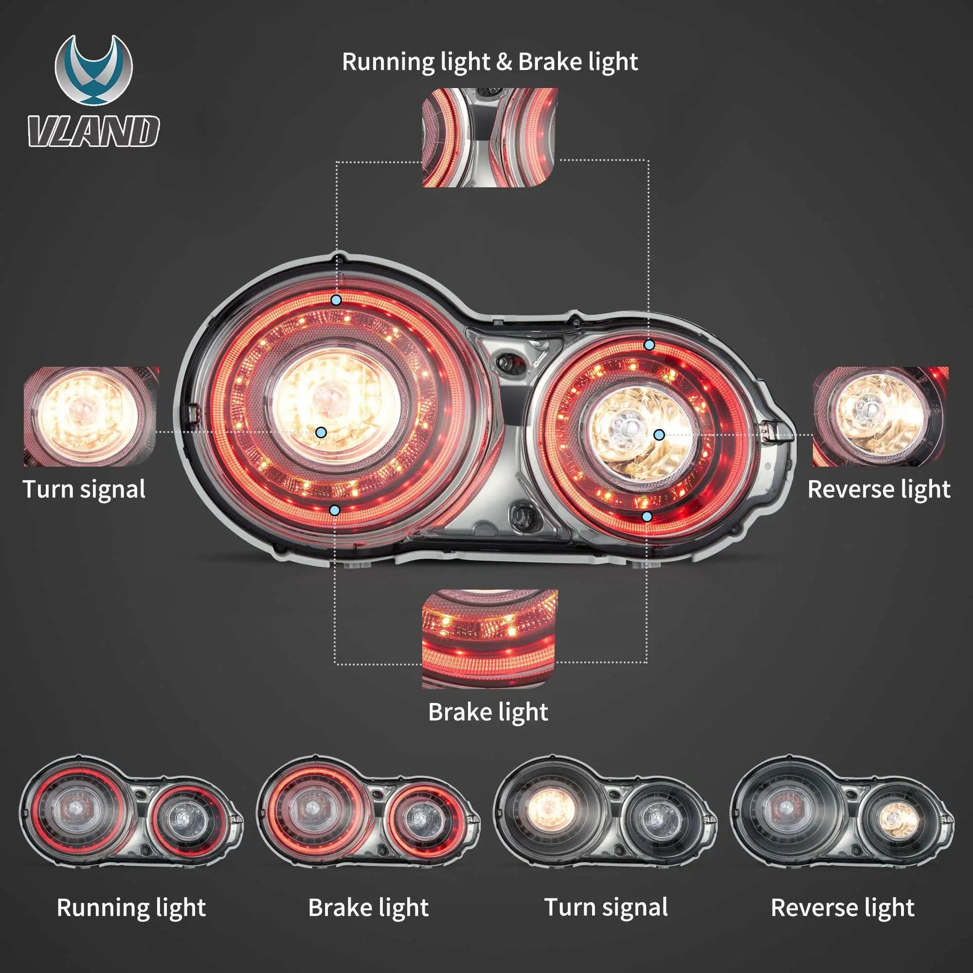 VLAND LED Tail Lights Assembly For 2008-2023 Nissan GTR R35 Godzilla Rear Lamps sayaragear