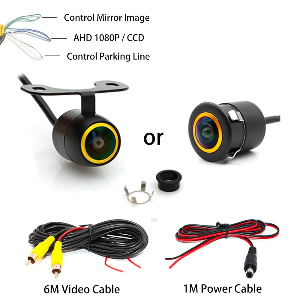 AHD 1080P Fisheye CCD Waterproof Wide View Angle Rear/Front View Back up Camera for HD Night Vision for Car Parking Assist sayaragear