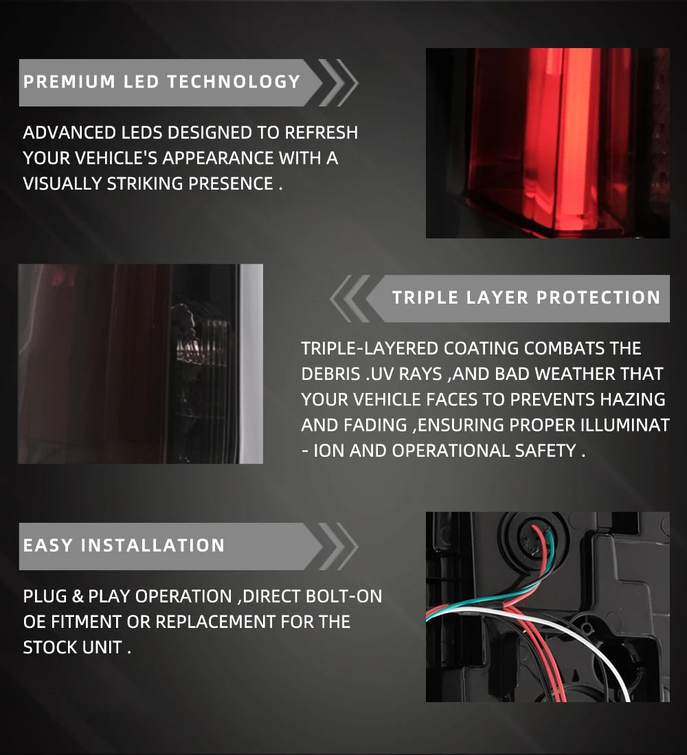 VLAND Tail lights Assembly for Chevrolet Tahoe Suburban 2015 2016 2017 2018 2019 2020 Tail Lamp Turn Signal Reverse Lights LED sayaragear