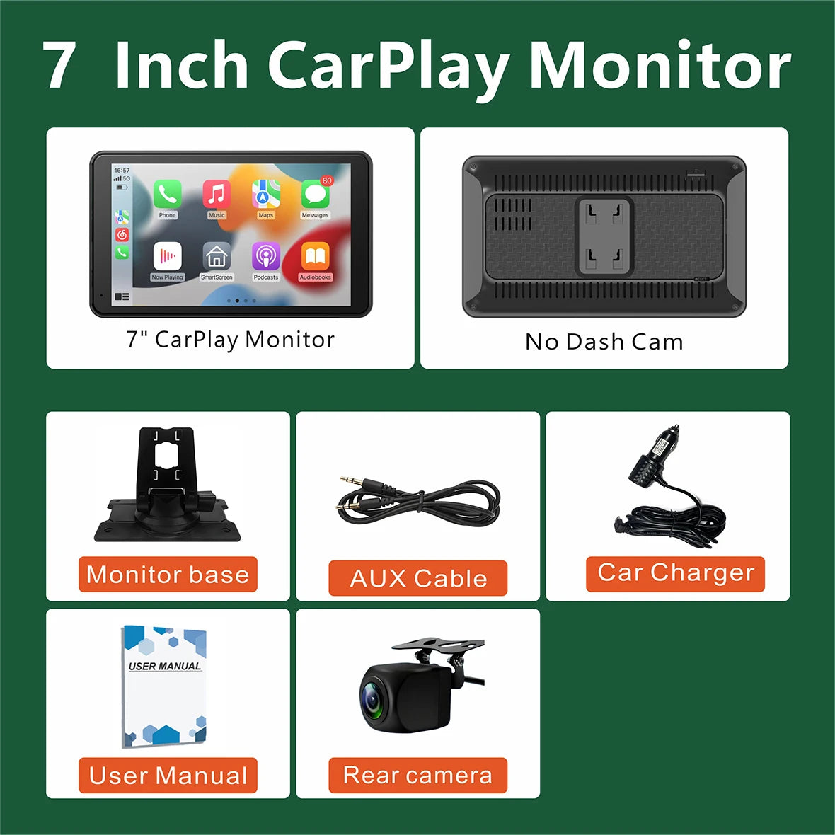 Pionray Portable CarPlay 7'' Smart Touchscreen with Car Stereo, Wireless Android Auto/Mirror Link/ AUX Connection/FM/GPS sayaragear