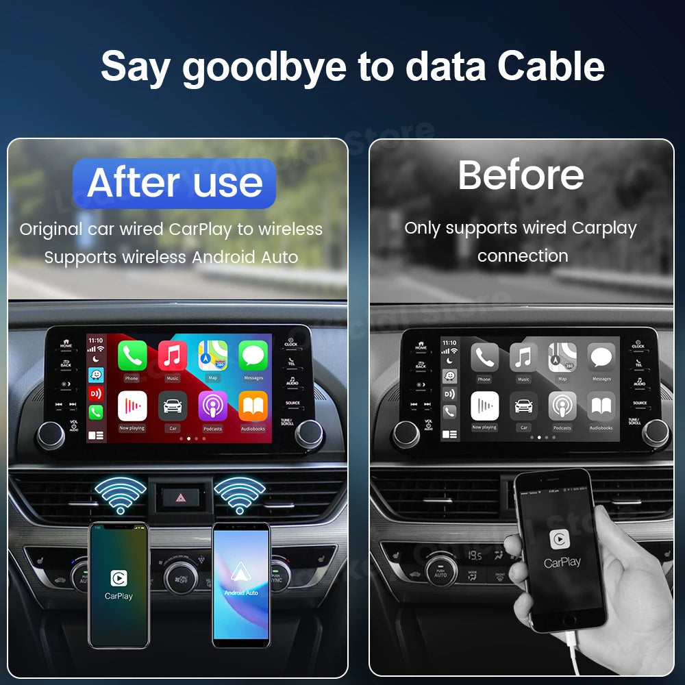 LoadKey & Carlinkit 4.0 Wireless CarPlay Android Auto Wireless Adapter For Toyota Volkswagen Audi Kia Volvo Nissan Benz Wifi BT sayaragear