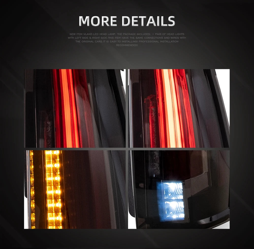 VLAND Taillight Assembly FOR GMC YUKON&CHEVROLET TAHOE/SUBURBAN 2007-2014 LED TAIL LAMP LED Running Light  LED Brake Light sayaragear