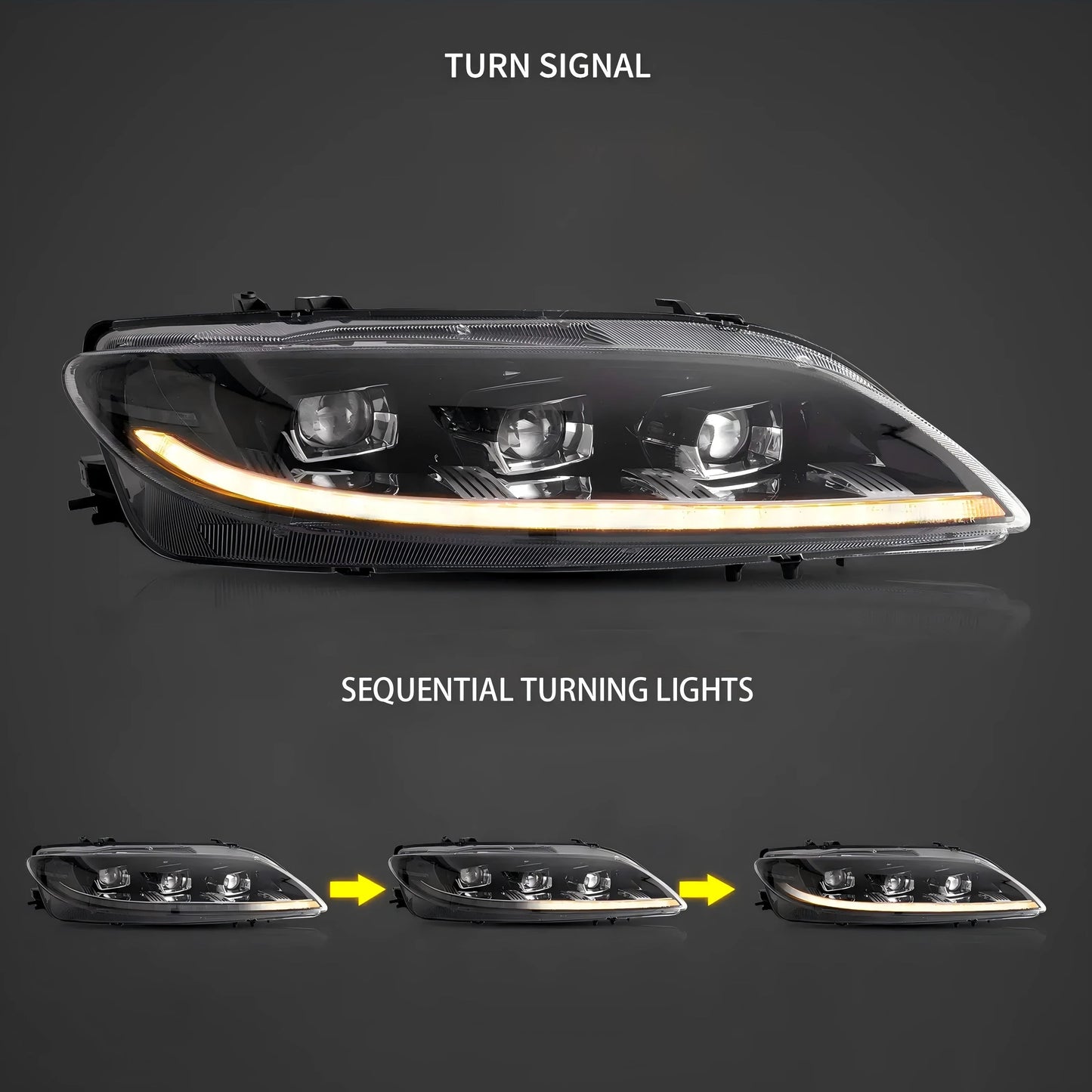 Vland 2002-2008 6 1th Gen (GG1) Pre-Facelift Sedan LED Matrix Projector Headlights Black sayaragear