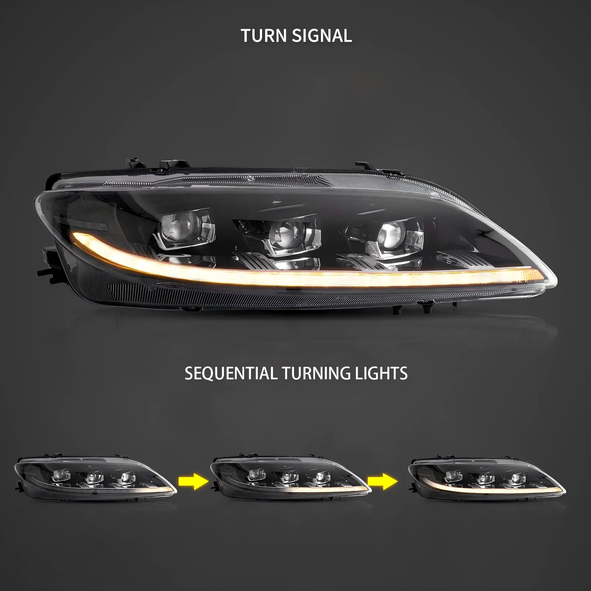 Vland 2002-2008 6 1th Gen (GG1) Pre-Facelift Sedan LED Matrix Projector Headlights Black sayaragear