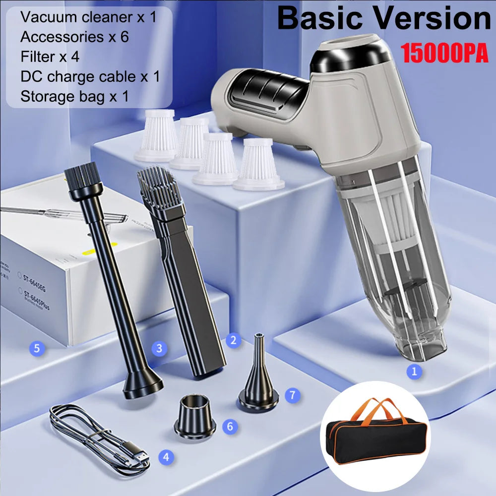 Car Vacuum Cleaner Wireless 95000PA Strong Suction Vacuum Cleaner Portable Handheld Vacuum Cleaner Blower 2in1 for Car Home sayaragear
