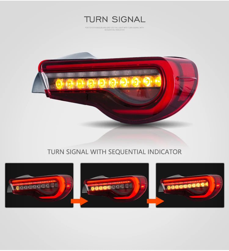 VLAND Tail Lights Assembly For Toyota 86 2012-UP Tail Lamp For Subaru BRZ/Scion FRS 2012-2019 With Moving Turn Signal Light sayaragear